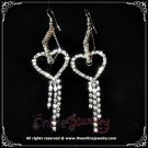 7.5 cm long heart dangling on rhombus clear crystal rhinestone sparkling queen earrings E3017