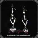 Dangling heart rhombus clear crystal rhinestone wedding bridesmaid sparkling earrings E3018