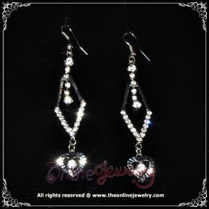 Dangling heart rhombus clear crystal rhinestone wedding bridesmaid sparkling earrings E3018