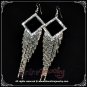 Unique 10cm long square w/ dangling clear crystal rhinestone sparkling evening earrings