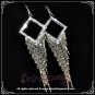 Unique 10cm long square w/ dangling clear crystal rhinestone sparkling evening earrings