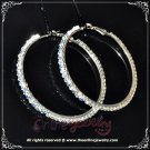 6cm large classic two tone blue n clear crystal rhinestone sparkling hoop earrings E3001
