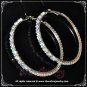 6cm large classic two tone blue n clear crystal rhinestone sparkling hoop earrings E3001