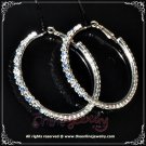 5.5cm large classic two tone blue n clear crystal rhinestone sparkling hoop earrings E3002