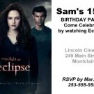 2 Twilight Eclipse Movie Ticket Invitations