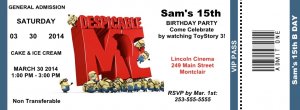 2 Movie Ticket style Invitations