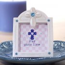 Pearl White Photo Frame Cross & Blue Color Stones (5558)