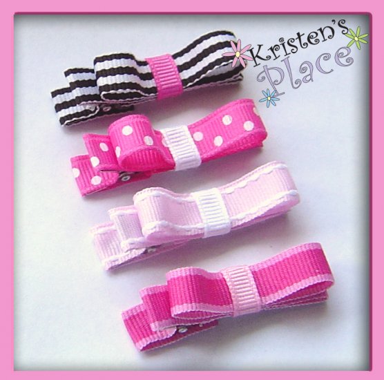 Pretty in Pink -Tuxedo Bow - Set of 4 - No Slip Grip