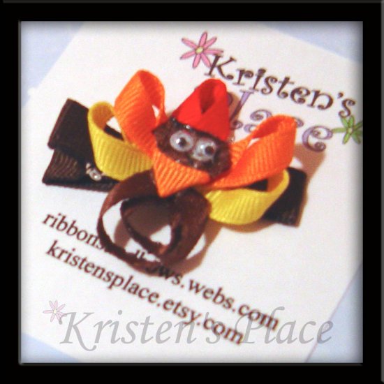 Small Turkey Hair Clip - Thanksgiving