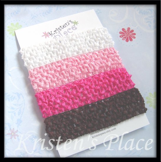 Crochet Headbands - Pink, White, Brown, Hot Pink
