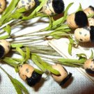 Vintage Millinery Flower BLACK Velvet Thistle DOLL SIZE