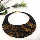 Leather necklace. Leather inlay collar.