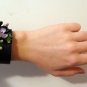 Leather cuff. Leather bracelet. Leather cuff bracelet. Purple floral leather cuff bracelet.