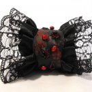 Gothic leather cuff. Leather Gothic style wristband with freshwater pearls and lace