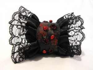 Gothic leather cuff. Leather Gothic style wristband with freshwater pearls and lace