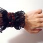 Gothic leather cuff. Leather Gothic style wristband with freshwater pearls and lace