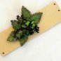 Leather cuff bracelet. Leather wristband. Floral. Beige and green