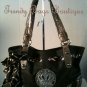 Brown CROWN Scarf with & RHINESTONES/Studs Tote Hobo Shoulder Bag Purse