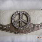 NWT Peace Cream/Bronze Rhinestone Wallet
