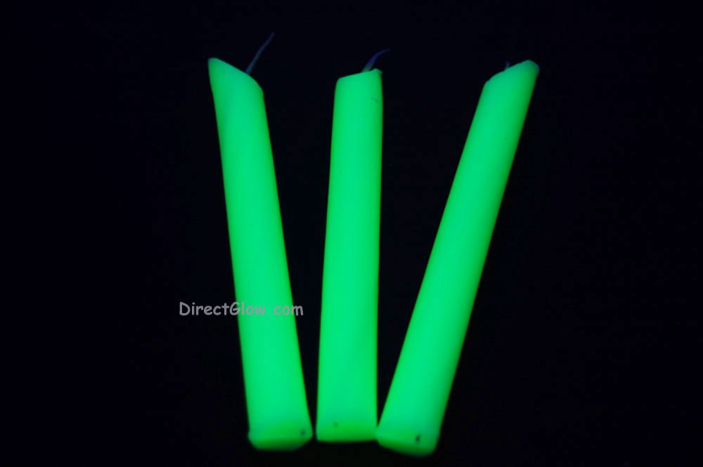 3 Pack YELLOW Blacklight Reactive Drip Candles