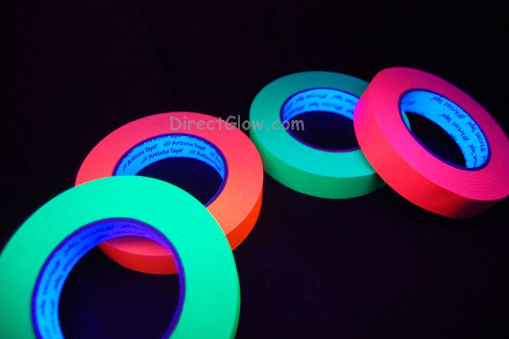 4 Pack 1 Inch UV Blacklight Reactive Fluorescent Artist Tape 4x 60 Yards