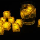 Set of 12 Litecubes  Brand Jewel Color Tinted Topaz Yellow Light up LED Ice Cubes