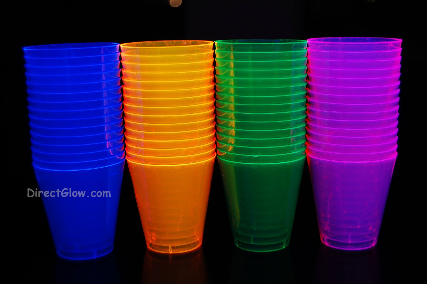 Assorted Neon Blacklight Reactive 2oz Shot Glasses 60ct