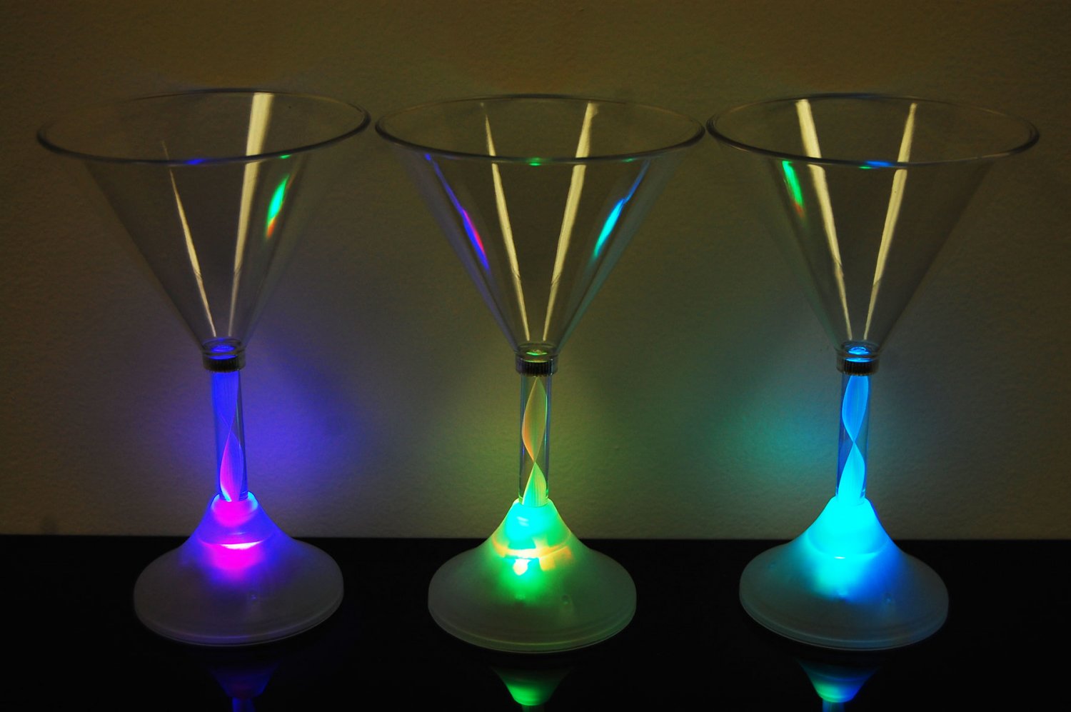 4 Pack 8 Mode Color Changing LED Martini Glasses