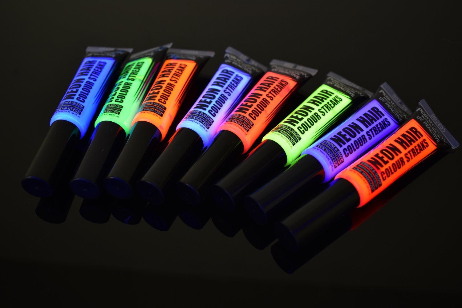 PaintGlow UV Blacklight Reactive Color Streaks Hair Mascara 8 Color
