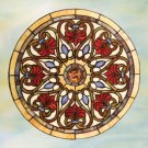 Round Victorian Design Stained Glass Panel
