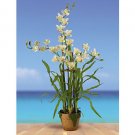 Triple Stem Cymbidium Silk Orchid Arrangement - White