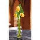 Calla Lily Liquid Illusion w/Leaf Silk Flowers - Yellow