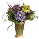 Mixed Hydrangea w/Ceramic Vase Silk Flower Arrangement