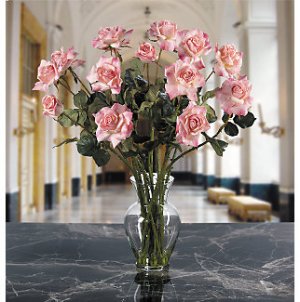 Long Stem Roses Liquid Illusion Silk Flowers - Pink