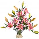 Rubrum Lilly w/Gourmet Glass Bowl Silk Flowers