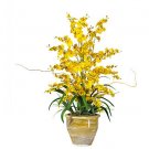 Triple Dancing Lady Silk Flower Arrangement - Yellow