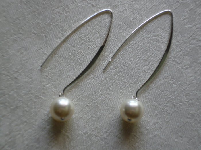 Cream White Pearl Fairy Dangle Drop Earrings