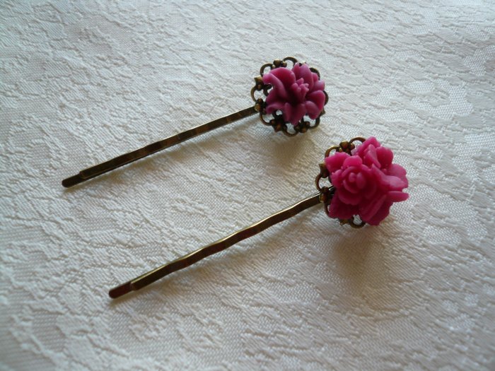 Mulberry Filigree Flower Hairpins