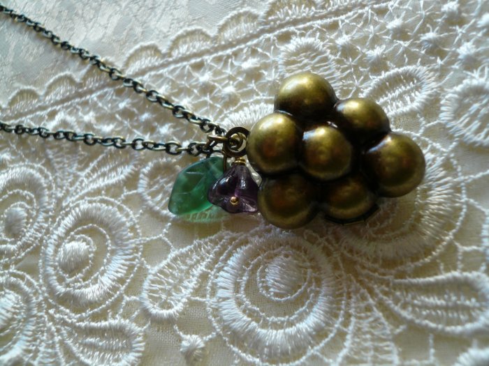 Amethyst Grape Fruit Locket Necklace