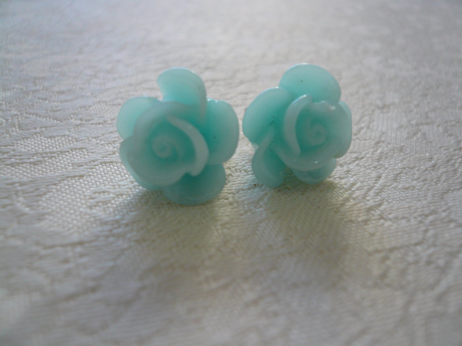 Blue Rose Flower Post Stud Earrings