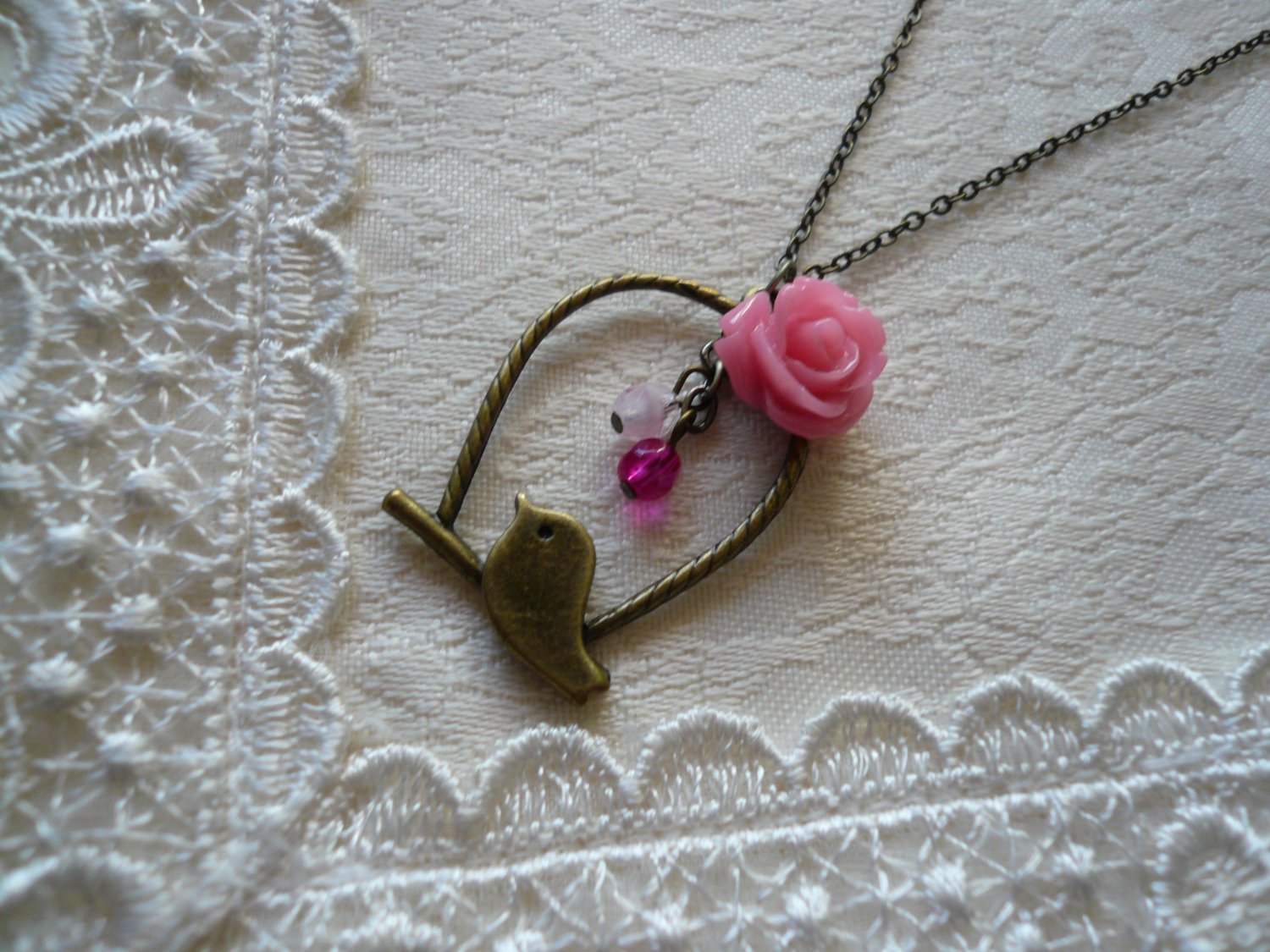 Birdie's Pink Rose Garden Necklace