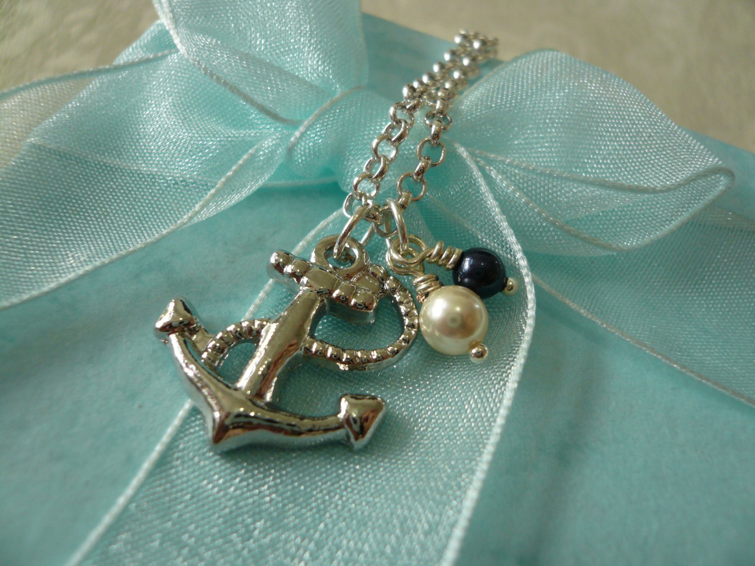 Bon Voyage Sea Anchor & Pearl Necklace