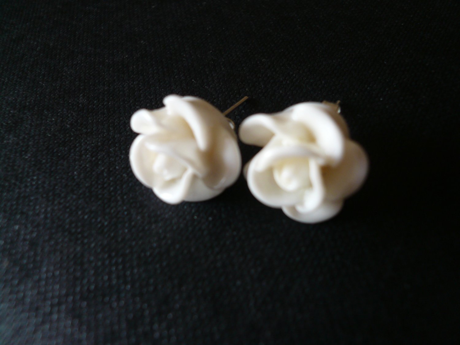White Rose Flower Post Stud Earrings