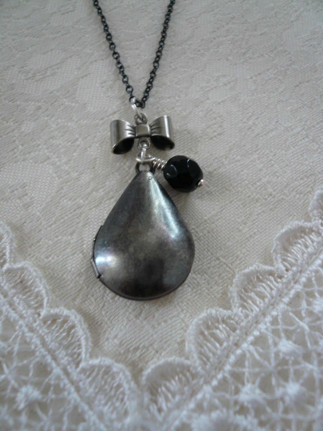 TUXEDO Teardrop Locket Necklace
