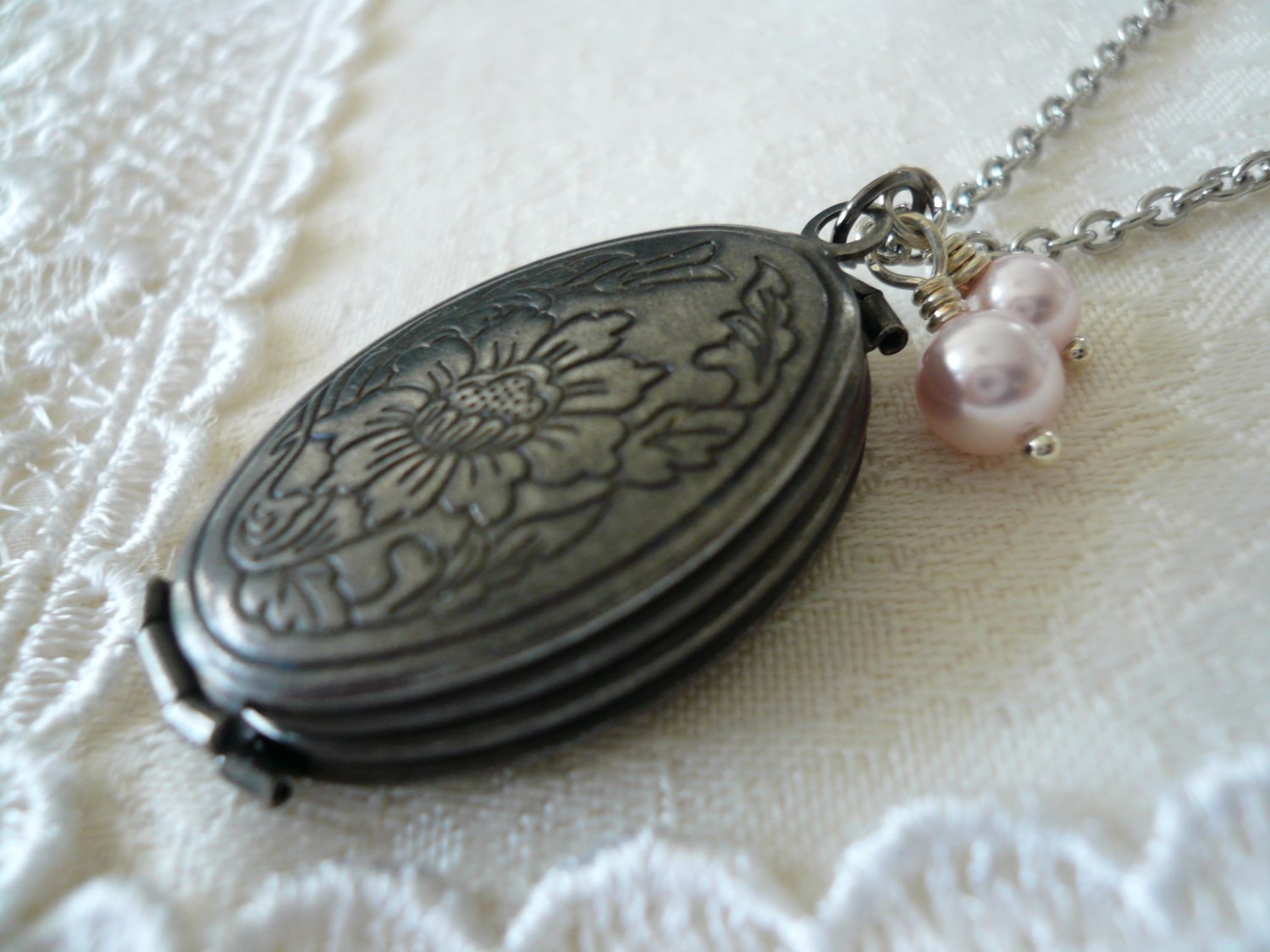 TALE Floral Oval Locket Long Necklace