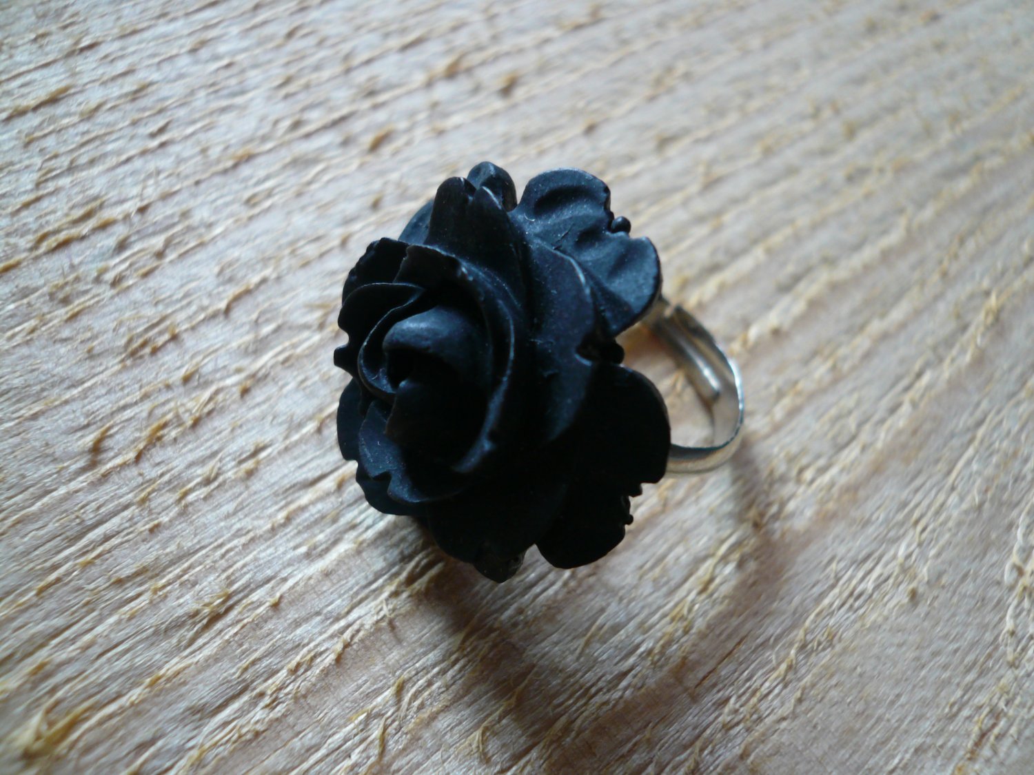 Black Rose Flower Ring