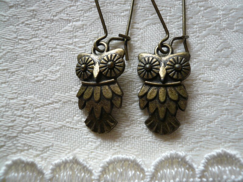 Little Bronze Owl Earrings