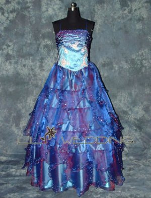 Spaghetti Straps Blue Bridesmaid Dress - Style LED0017