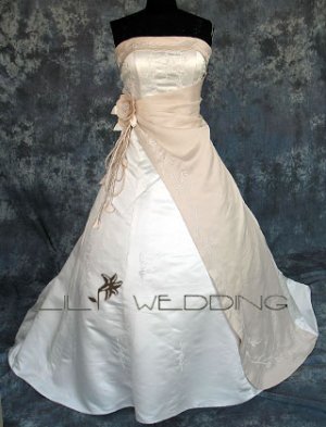 Floral Embroidered And Beaded Bodice Bridal Gown - Style LWD0108
