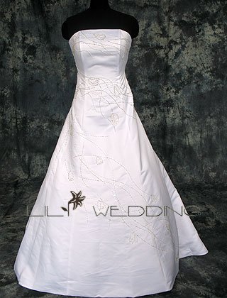 A-Line Satin Bridal Gown - Style LWD0112